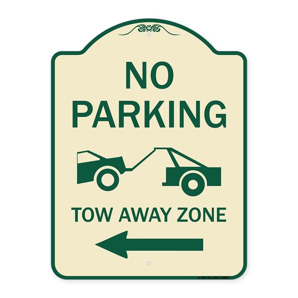 Signmission No Parking Tow-Away Zone W/ Left Arrow Heavy-Gauge Aluminum Sign, 24" x 18", TG-1824-23607 A-DES-TG-1824-23607 - main